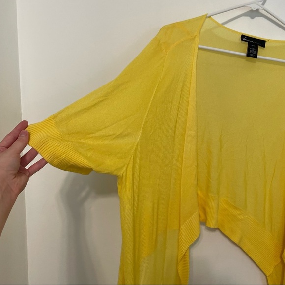LANE BRYANT Plus Size Bright Yellow Open Drape Front Waterfall Cardigan Sweater - Picture 7 of 15
